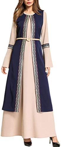 Haokan Kaftan Saudi Long Sleeve A Line Maxi Dress Islamic Abayas for Women Dubai