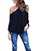 WLLW Women Chiffon Off Shoulder Long Sleeve Halter Neck Shirt Blouse Tops,Black,US L