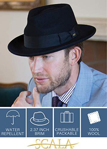 Water Repelant Wool Felt Fedora Hat 