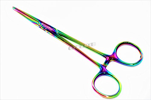 Premium 1 Each 5.5" Straight Hemostat Forceps Locking Clamps Stainless Steel Set-Multi Rainbow Color - Thumbnail 2