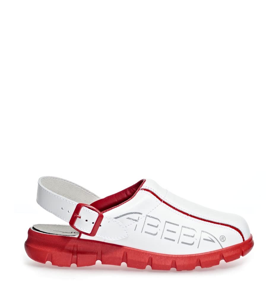 Abeba 7313-36 Size 36 "Dynamic" Occupational Clog Shoe - White/Red