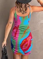 Acelitt Abstract Printed Sundress for Women 2024