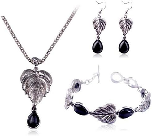 Jaylin Turquoise Diamond Pendat Necklace Sets for Women Girl(Black)