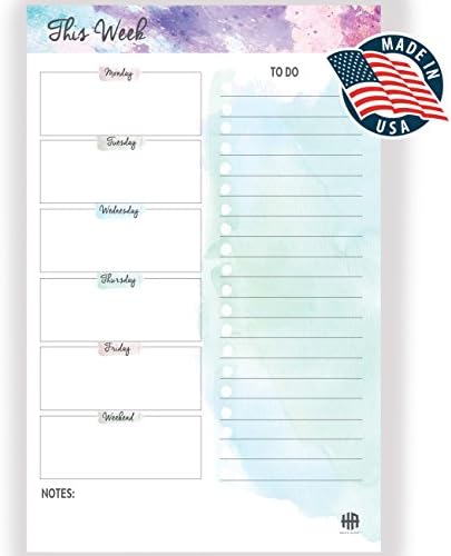 To do list, Weekly Planner Note Pad, Planning System Notepad Organizer, Goal Tracker Easy Page Tear off 50 sheets (This Week, 8.5 x 5.5)