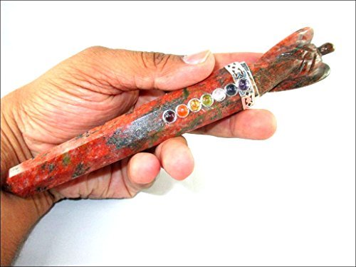 Jet Unakite Angel Chakra Wand Stick Approx. 6.5 inch Energized Charged Cleansed Programmed Pure Genuine Stick Free Booklet Jet International Crystal Therapy Balancing Energy Reiki