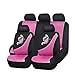 Flying Banner Car Seat Covers Full Set Front Seats and Rear Bench Polyester Cover Embroidered Butterfly Three-Dimensional (3D) Pink with Black