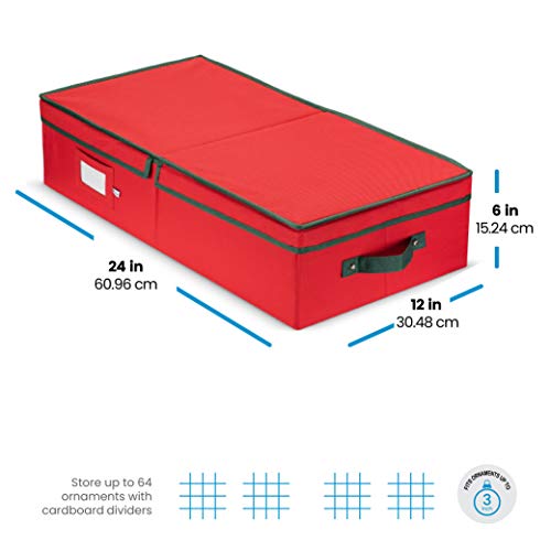 image for ZOBER Underbed Christmas Ornament Storage Box With Lide - Sturdy 600D 