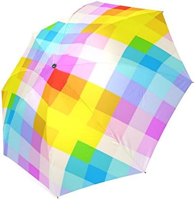 Tablecloth Colourful Square Pattern Custom Foldable Umbrella Sun Rain Travel Umbrella