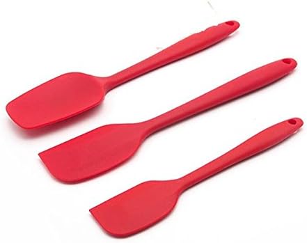 Youngband Silicone Spatula Set,Besiva 3-piece 600ºF Heat-Resistant Spatulas & Baking Spoon ,Safe Soft and Non-stick Flexible Rubber Spatulas with Stainless Steel Core Design(Red)
