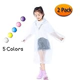 Kids Children Toddler Rain Poncho - Packable PVC Lightweight Girls Boys Raincoat with Hoods and Sleeves Perfect for Camping,Traveling and Outdoor Activities White (2 Pack)