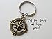 Bronze Open Metal Compass Keychain - I'd Be Lost Without You; 8 Year Aniversary Gift, Couples Keychain