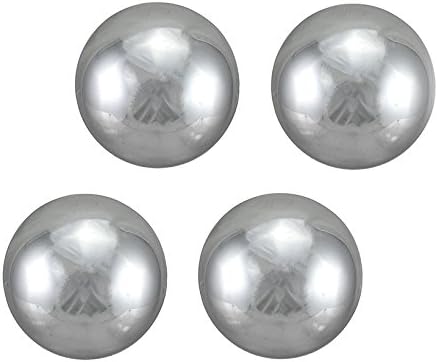 Set Of 4 Mirror Finish Decorative Balls Metallic Silver Glass