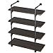 Homissue 4-Shelf Rustic Pipe Wall Shelves, 31.5-Inch Vintage Industrial Wall Shelf, Espresso-Brown
