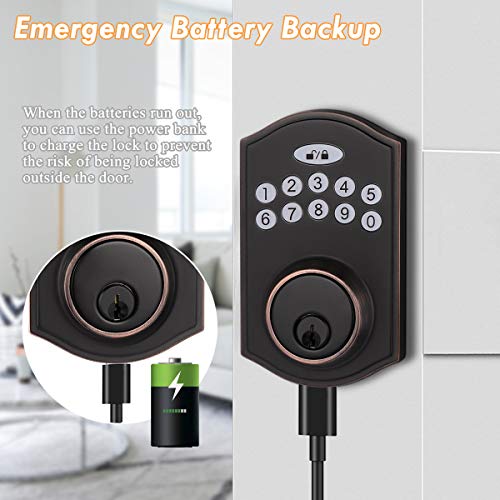 Probrico Smart Keypad Deadbolt Lock with Camelot Trim, Keyless Keypad