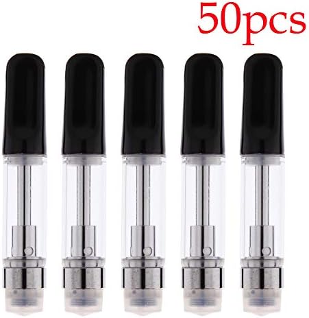 50 Pack 0.5 / 1ml Ceramic Wickless Cartridge O-i-l and D-i-s-t-i-l-l-a-t-e Acessaries For C-C-E-L-L (1ml, Black)