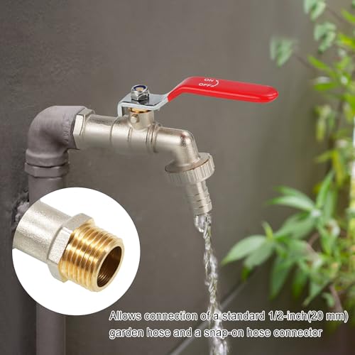 Drado 1/2'' Pouce Robinet à sphére Avec raccord de tuyau de qualité, Robinet de récupération d'eau sphérique extérieur, d'eau en Laiton, pour seau de pluie, réservoir, réservoir, seau de pluie