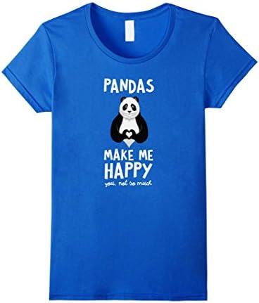 Womens Pandas Make Me Happy Wildlife T-Shirt Medium Royal Blue
