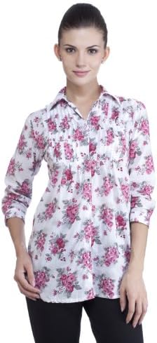 MB Womens Ethnic Rose Printed Top with Pintucks