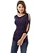 PattyBoutik Women's Cut Out 3/4 Sleeve Cowl Neck Ruched Blouse (Dark Indigo M)