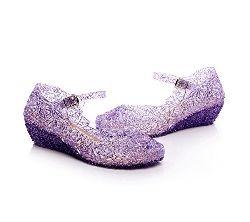 Jelly Sandal For Girls With LED Light Heel Princess Girls' Sparkle Dress Up Cosplay Heel Jelly Shoes Size 3 - Thumbnail 4