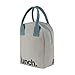 Fluf Zipper Lunch Bag | Reusable Canvas Lunch Box for Women, Men, Kids | Organic Cotton Meal Tote | (Grey Midnight)