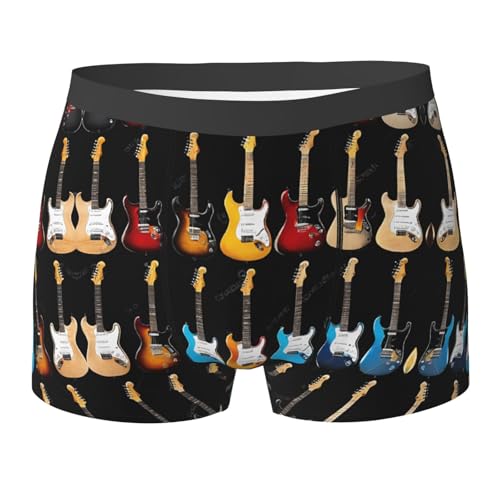 SYHEART Art Guitar Pattern Print Men'S Boxer Briefs With Elastic Comfort Fit Design For All-Day Wear