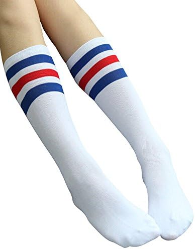 Women's Stripes Knee Football Sport Tube Socks Knee-socks 1Pairs
