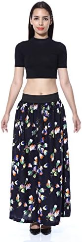 Hiya Women's Royal Crepe Printed Long Skirt - A-LINE Skirt (self Design