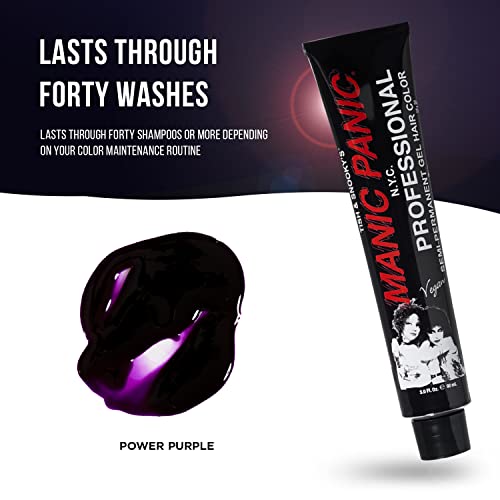 MANIC PANIC Professional Love Power Purple - Medium Red Based Violet Purple Semi Permanent Gel Hair Color - Lasts Through 40+ Washes - No Developer Required (3oz)