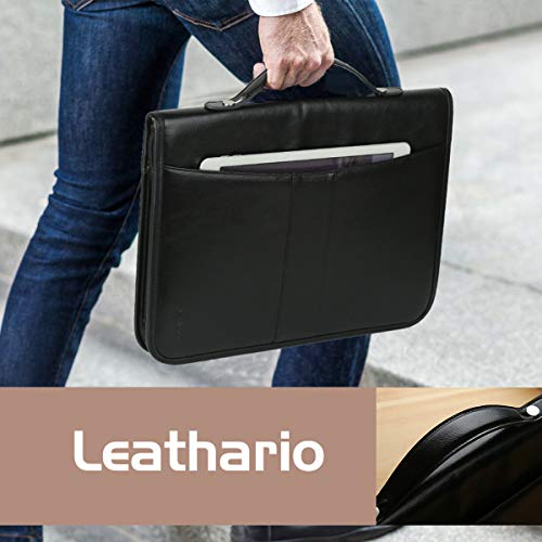 Leathario Interview Portfolio Binder with Calculator and Black Handle Notebook Portfolio Resume