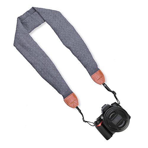 LONGTEAM Camera Strap, Super Comfortable Scarf Camera Strap, Universal Camera Neck Shoulder Belt for All DSLR Camera Nikon Canon Sony Pentax (Grey)