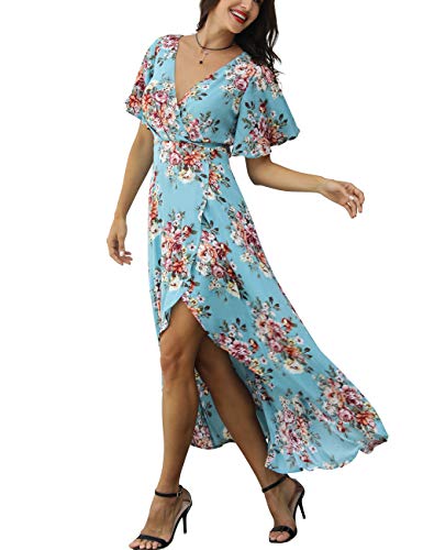 Azalosie Wrap Maxi Dress Short Sleeve 
