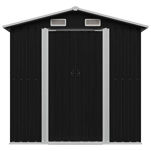 Festnight Gartenschuppen Anthrazit Metall 204 x 132 x 186 cm Geräteschuppen Gartenhaus Metallgerätehaus – Bild 8
