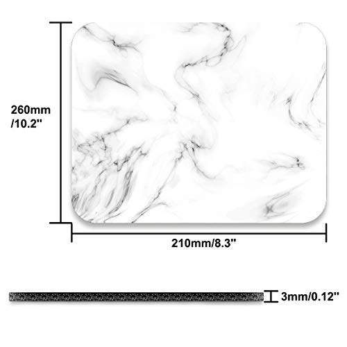 AUDIMI Mouse Pad White Marble Cute Rectangle Mouse Mat Anti-Slip Base for PC Office Working Gaming