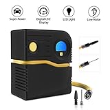 DOACE 12V Air Compressor Pump, Preset Tire Pressure Automatic Stop Digital Tire Inflator Max 120PSI Car Pump with Digital Gauge,2 High-air Flow Nozzles & Adaptors for Cars,Bicycles and Basketballs