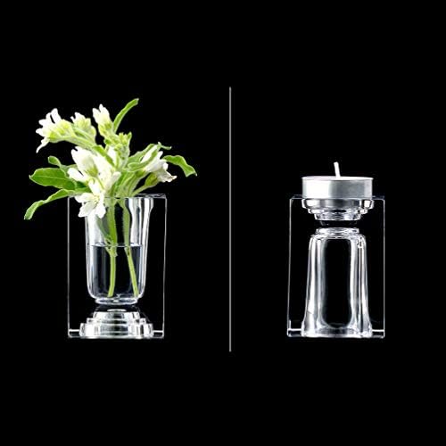 Amazing Abby 2-Pack Acrylic Dual-Use Vase & Candle Holder for Wedding Centerpieces and Home Decor, Shatter-Proof and Ultra-Safe (Square) (Set of 2) (Flowers NOT Included)