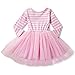 NNJXD Girl Shinny Stripe Baby Girl Long Sleeve Printed Tutu Dress Light Pink 10-12 Months