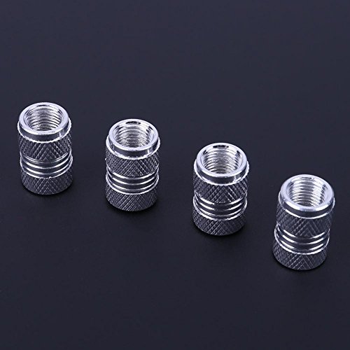 Domybest 4pcs Tire Stem Valve Caps Aluminum Car Tire Valve Wheel Air Port Dust Cover Stems Caps (Silver)