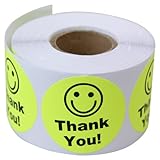 Yellow -Thank You Circle Smile Smiley Face 1.5