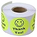 Yellow -Thank You Circle Smile Smiley Face 1.5" Round Circle Mailing Labels Stickers - 1 Roll