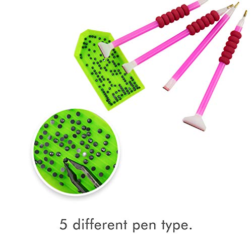 117 PCs Diamond Painting Set - 5D Cross Stitch Tools Including Diamond Stitch Pen,Tweezers,Glue,Plastic Tray and Diamond Embroidery Accessories Kits with Storage Box for Craft DIY Nail Art