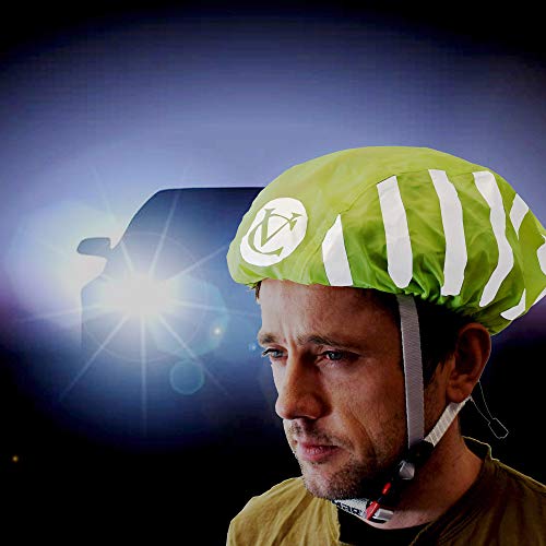 VeloChampion VC High Visibility HI-VIS Reflective Helmet Strip Cover Road Safety Cycling Helmet Rain Cover Weather Waterproof Road Mountain Bike Dustproof One Size Fits All