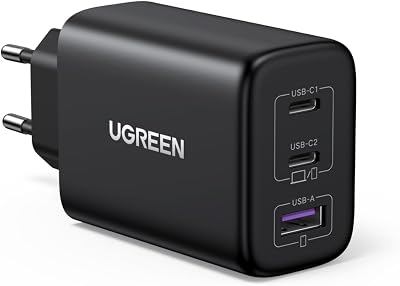 USB C Ladegerät 65W, 3-Port kompaktes Netzteil, PPS Schnellladegerät