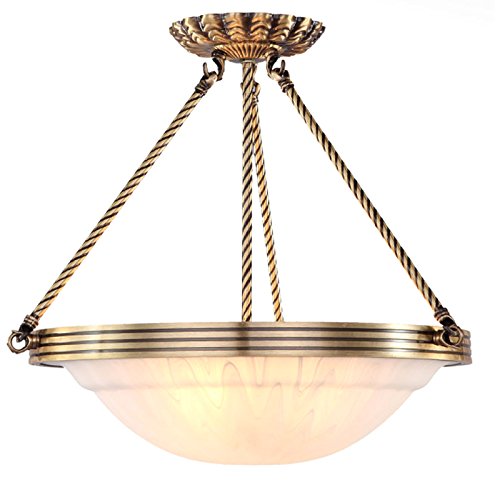 Buy One Get One, BYB 601-3P-L Flush  Ceiling Light, 3 Lights Ceiling Pendant Fixture, D24", Solid Brass Finish