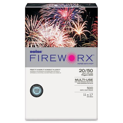 BOISE CASCADE FIREWORX Colored Paper, 20 lb., 11 x 17 Inches, Bottle Rocket Blue, 500 Sheets/Ream (CASMP2207BE)