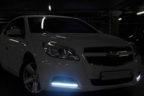 iJDMTOY Switchback LED Daytime Running Light Kit Compatible With 2013-2015 Chevrolet Malibu, White/Amber DRL Bezel Assy w/Module Box, Powered by 22 Pieces LED Lights