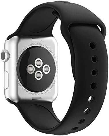 New Apple Watch Band, Chumei Soft Silicone Sporty Replacement Wristband Bracelet Strap Band iWatch Series 1 Series 2 Series 3 Sports Edition (38MM S/M Black)