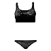 Jiujiuyi Women's Velvet Sexy Crop Tank and Thong Bikin Set Swimsuit 2 Pieces
