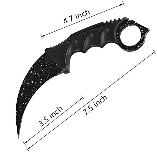 WeTop Karambit Knife, CS-GO for Hunting Camping Fishing Self Defenses and Field Survival, Stainless Steel Fixed Blade Tactical Knife with Sheath and Cord(Star Black)