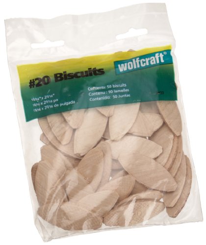 wolfcraft 2923405 Compressed Wafer Shaped Wood Joining Biscuits, #20, 50 Piece Bag